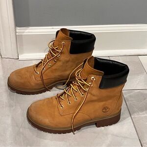 Timberland Wheat Nubuck Boots with Black Collar